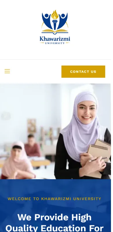 Khawarizmi University website on a phone
