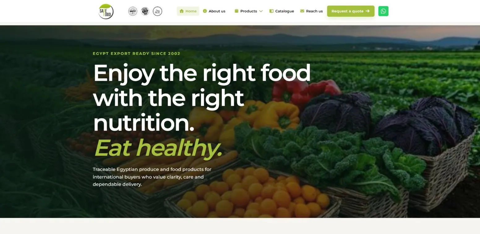 Safe Food Egypt website on desktop